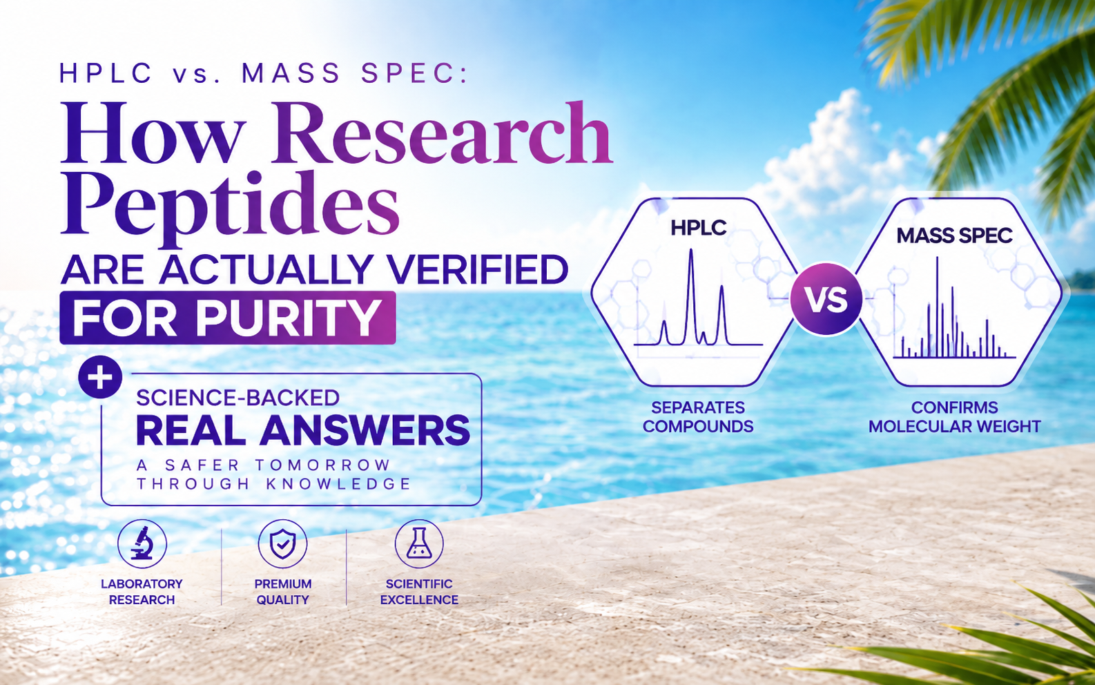 HPLC measures how pure a research peptide is; mass spectrometry confirms what it is. Learn how the two work.ether and how to read a COA