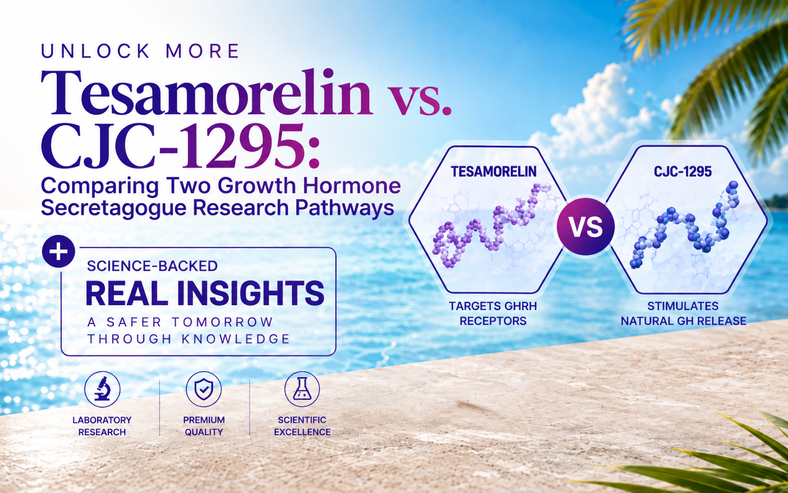 Tesamorelin vs CJC-1295: compare how these two GHRH analogs differ in structure, half-life, published research, and U.S. regulatory status.